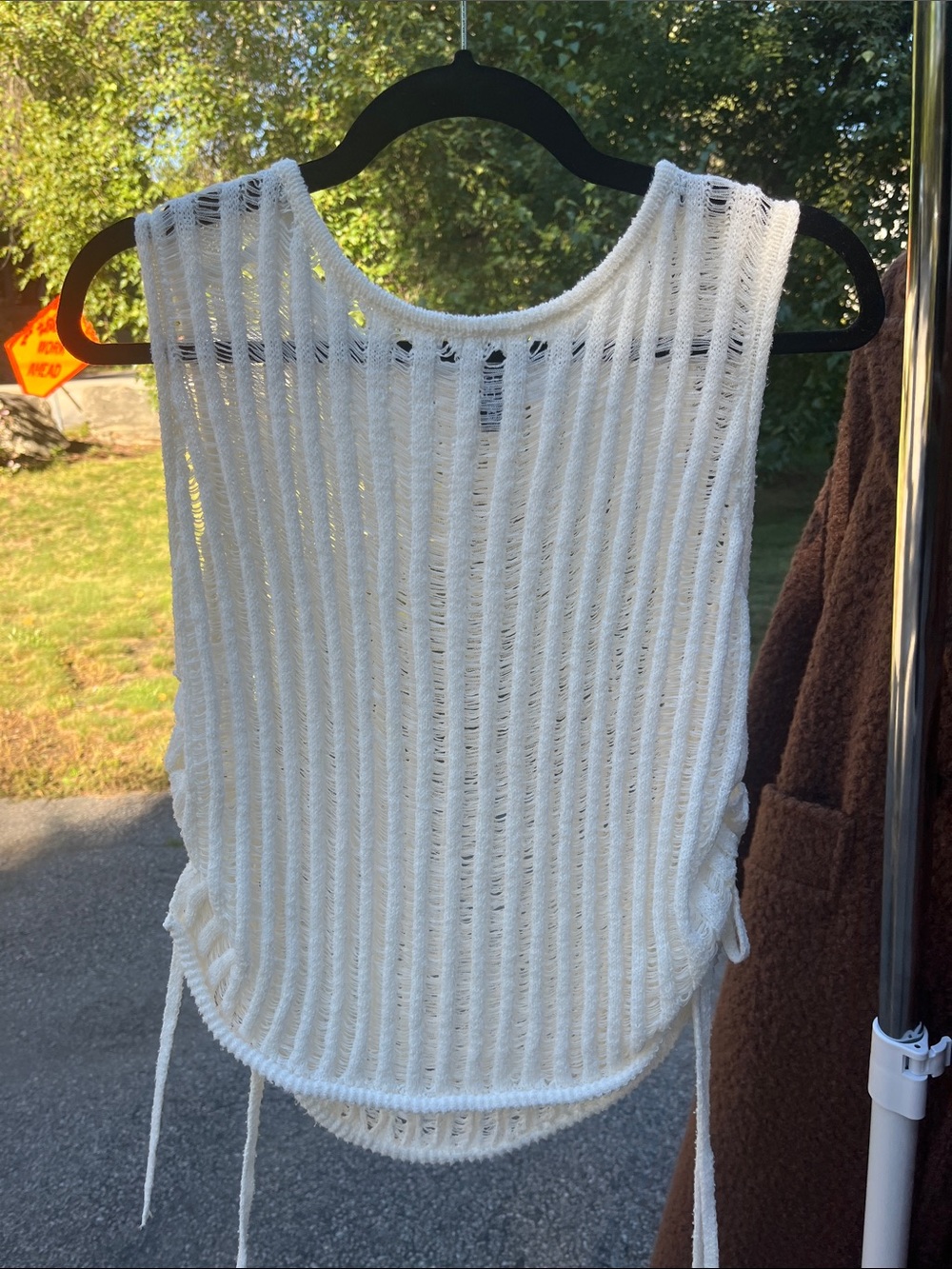 H&M Cream Open-Knit Sleeveless Tank